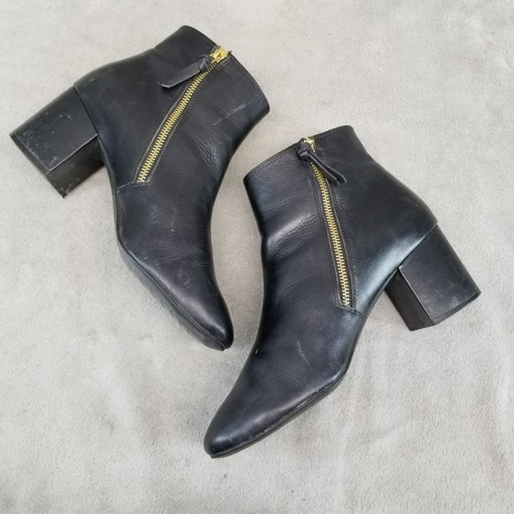 Cole Haan Shoes Womens Size 9 Black Leather Side Zip Ankle Booties - Picture 8 of 15